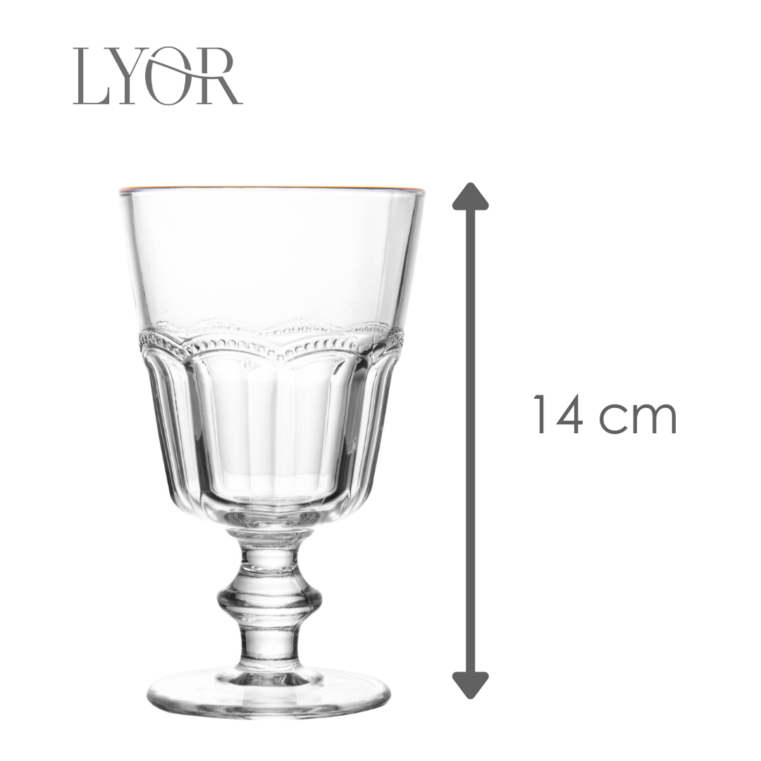 Taça de Água Belle Epoque com Fio de Ouro  225ml Vidro - Lyor