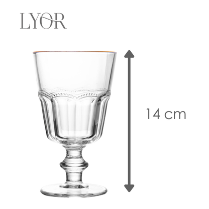 Taça de Água Belle Epoque com Fio de Ouro  225ml Vidro - Lyor