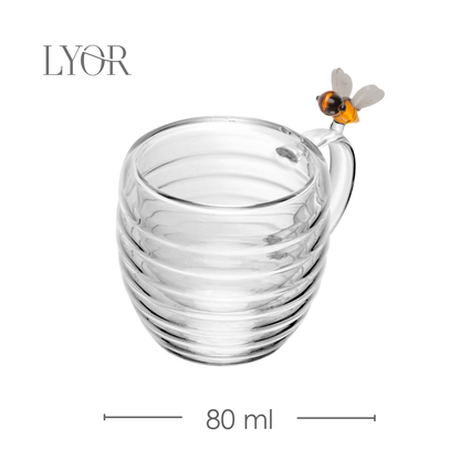 Conjunto 2 Xícaras de Café Parede Dupla de Vidro Borossilicato Lovely Bee 80ml - Lyor