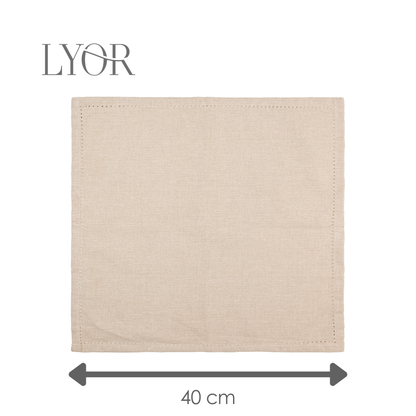 Conjunto 4 Guardanapos Momentos 40cm x 40cm Bege Algodão - Lyor