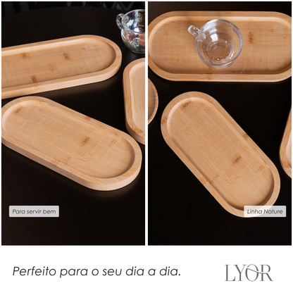 Bandeja Oval Nature 24cm x 11cm x 1,5 cm Bambu - Lyor