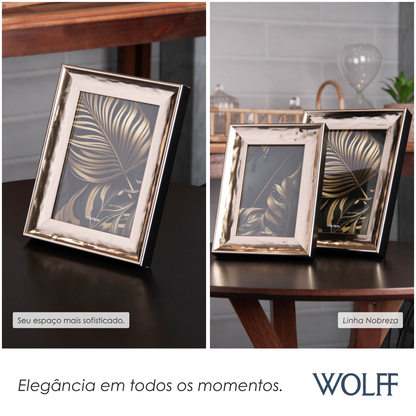 Porta-Retrato Nobreza 13cm x 18cm Dourado Poliestireno - Wolff