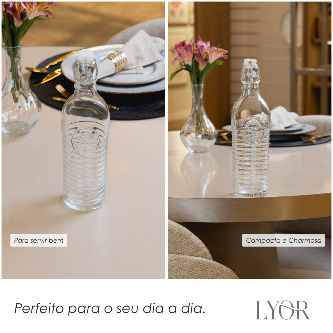 Garrafa com Tampa Hermética 500ml Vidro - Lyor