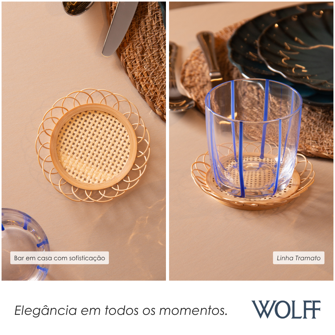 Porta Copos Tramelli 11cm x 2cm Natural Rattan - Wolff