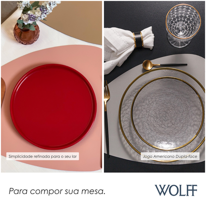 Jogo Americano de PVC Dupla Face Rosa e Cinza Claro 43cm x 32cm - Wolff