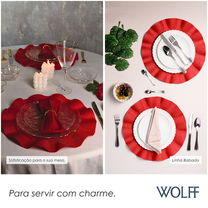 Jogo Americano de Polipropileno Babado Vermelho 38cm - Wolff