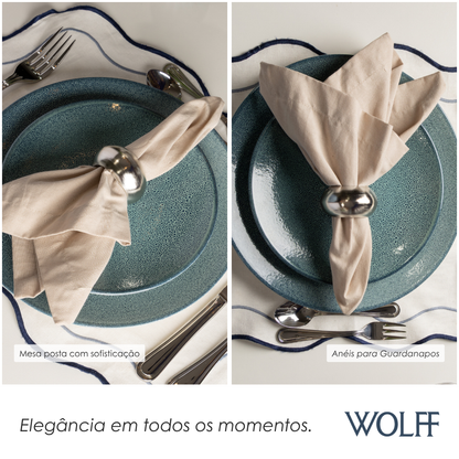 Conjunto 4 Anéis para Guardanapos 5,5cm x 5,5cm x 3cm Prateado Plástico – Wolff