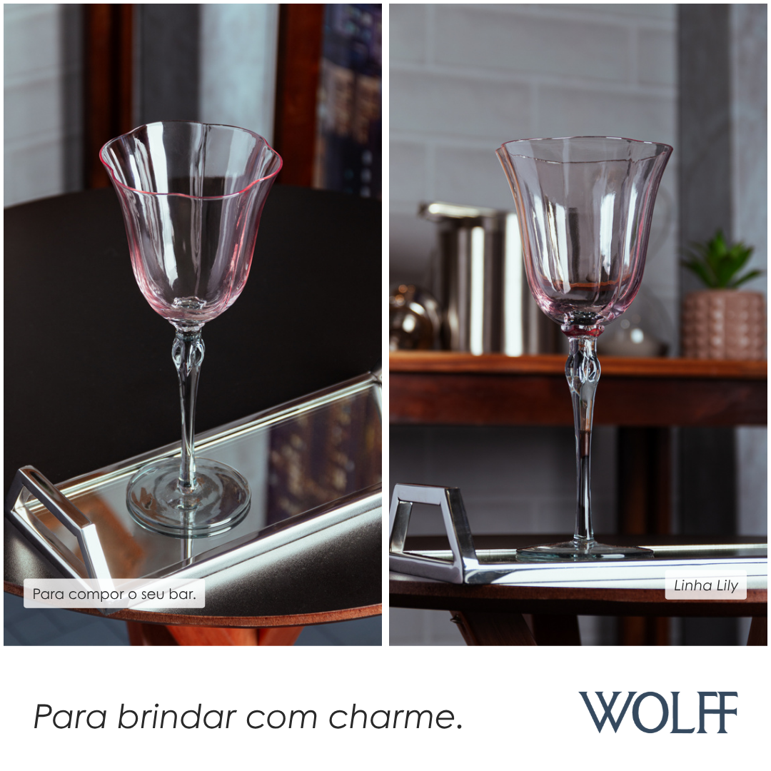 Conjunto 2 Taças de Vinho Lily Rosa Vidro - Wolff