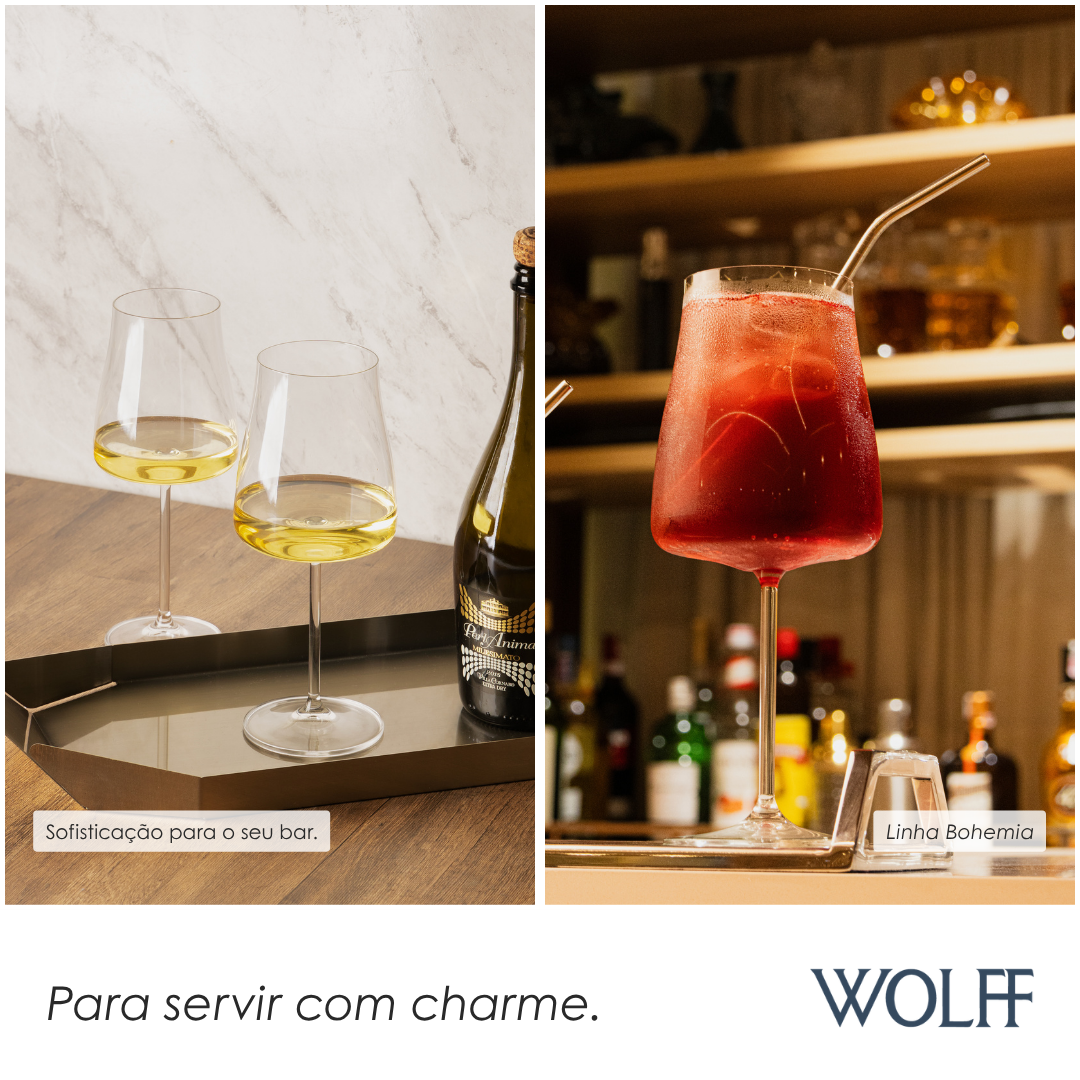 Jogo 6 Taças de Vinho De Cristal Ecológico Bohemia Alex 600Ml - Wolff