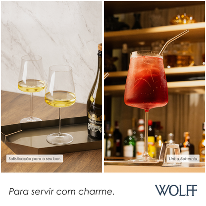 Jogo 6 Taças de Vinho De Cristal Ecológico Bohemia Alex 600Ml - Wolff