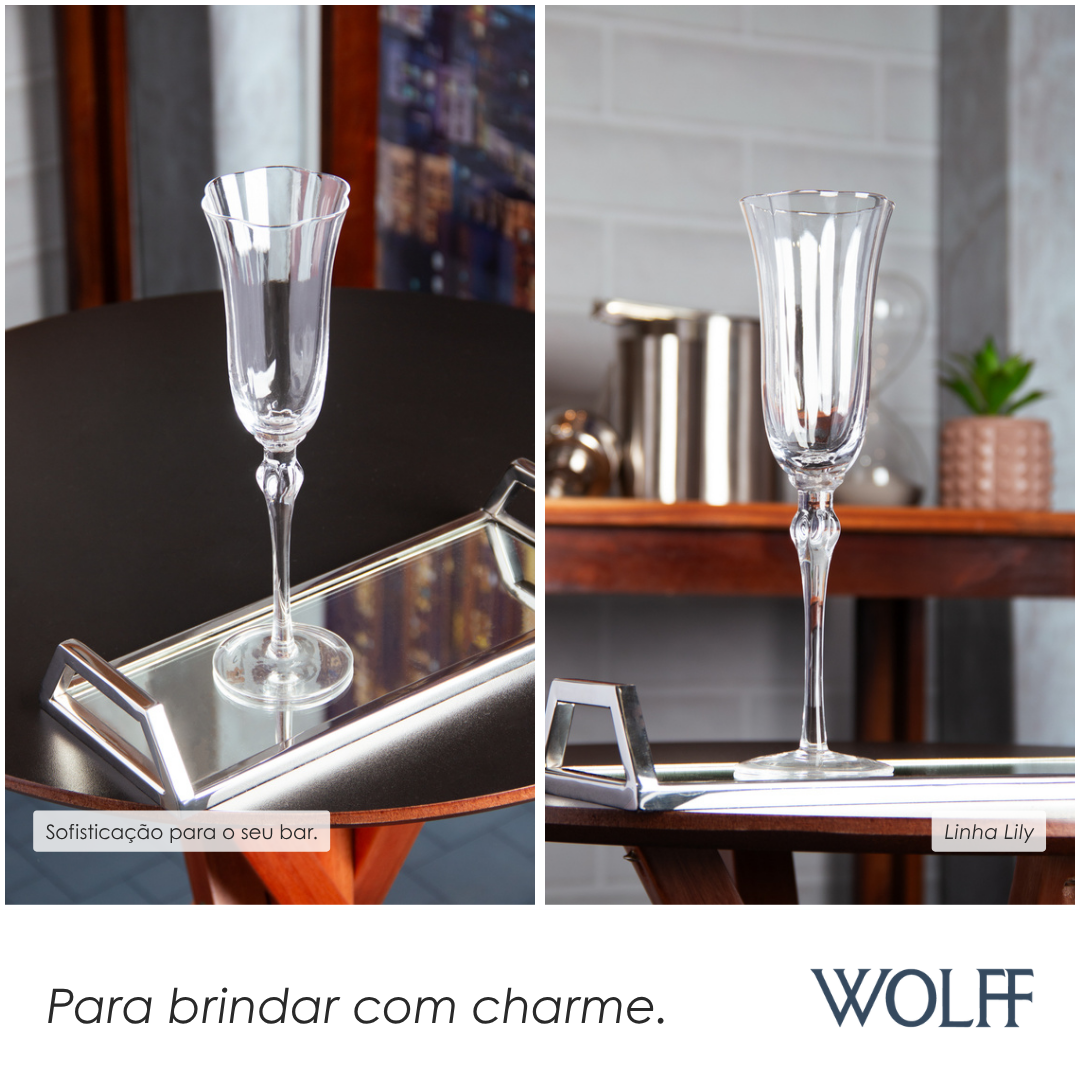 Conjunto 2 Taças de Champagne Lily 200ml Vidro - Wolff