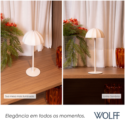 Luminária de Mesa Led 3 Tons Usb Sombria 15cm x 15cm x 34cm Branca Plástico - Wolff