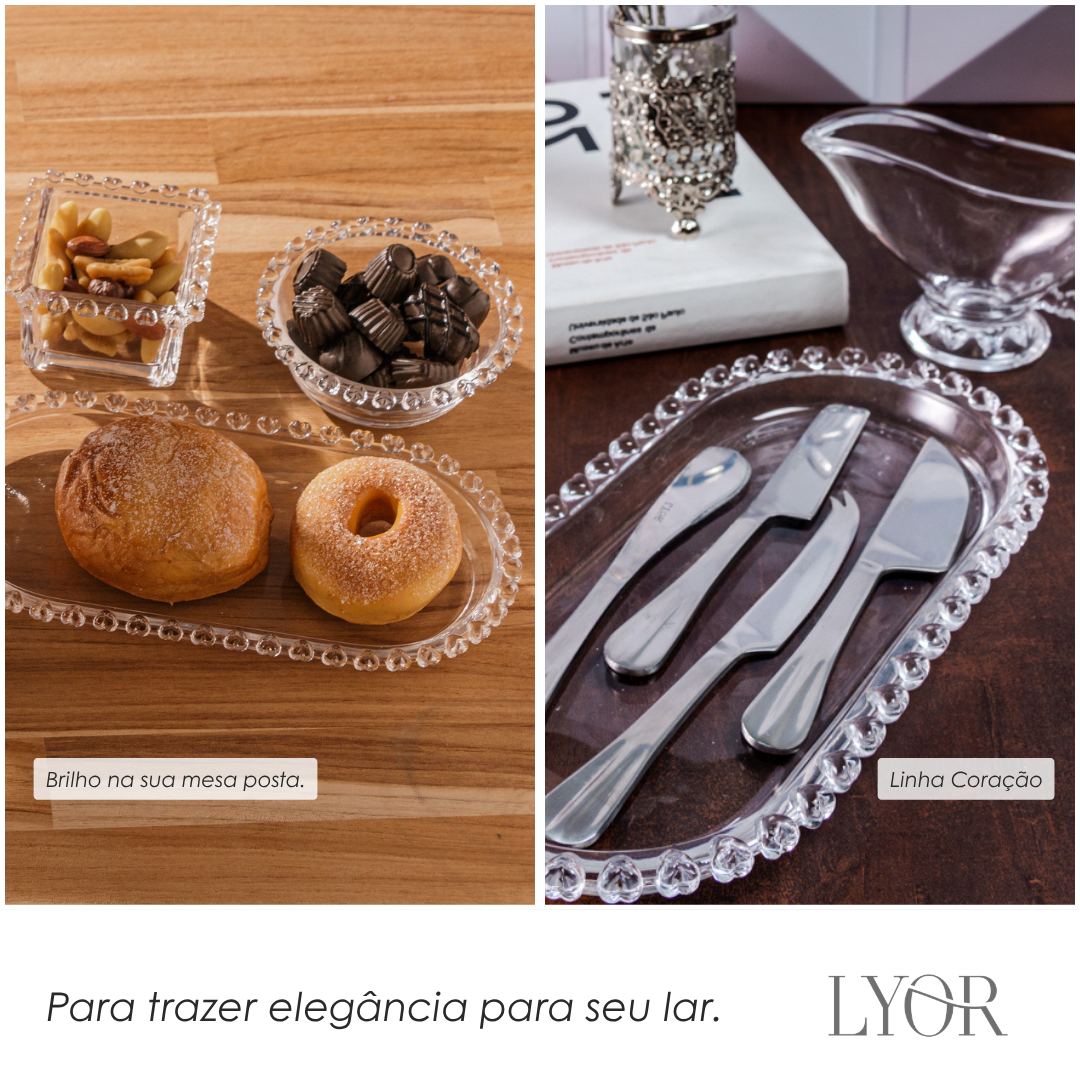 Travessa Oval de Cristal Coração - Lyor