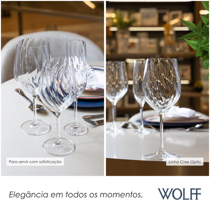 Jogo 6 Taças de Vinho Crex Optic 600ml Cristal Ecológico Bohemia - Wolff