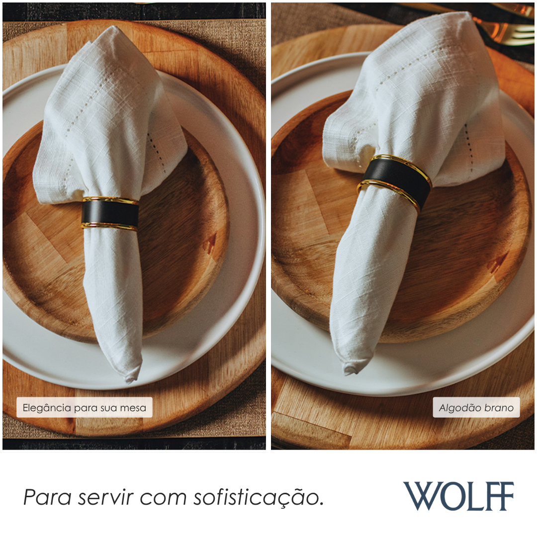 Conjunto 2 Guardanapos Ponto Ajour de Algodão Branco 40cm x 40cm - Wolff