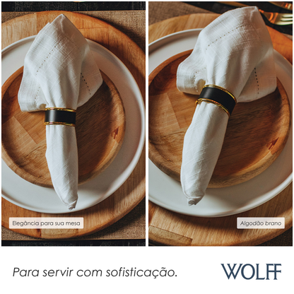 Conjunto 2 Guardanapos Ponto Ajour de Algodão Branco 40cm x 40cm - Wolff