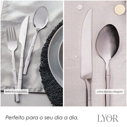 Conjunto 6 Facas de Churrasco de Aço Inox Bambu Elegant 22,3cm - Lyor