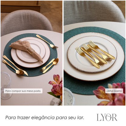 Conjunto 6 Garfos para Sobremesa Gastro Dourado Aço Inox - Lyor