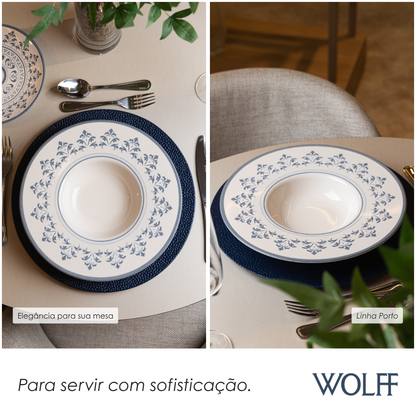 Prato para Risoto Porto 28cm Azul Cerâmica - Wolff