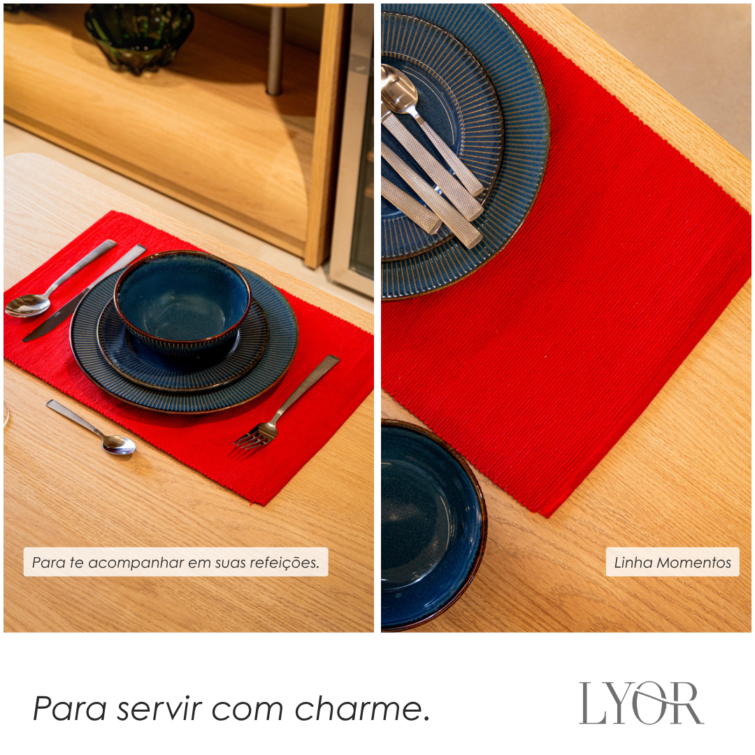 Lugar Americano Momentos 45cm x 30cm Vermelho Algodão - Lyor