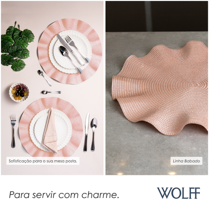 Jogo Americano de Polipropileno Babado Rosa 38cm - Wolff