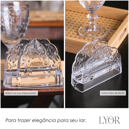Porta Guardanapos New Butterfly Cristal Ecológico - Lyor