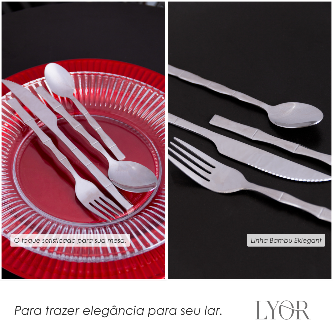 Faqueiro 16 Peças de Aço Inox Bambu Elegant - Lyor