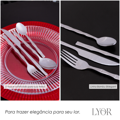 Faqueiro 16 Peças de Aço Inox Bambu Elegant - Lyor