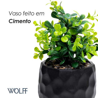 Cachepot de Cimento com Planta Artificial Prisma Preto 10cm x 29cm - Wolff