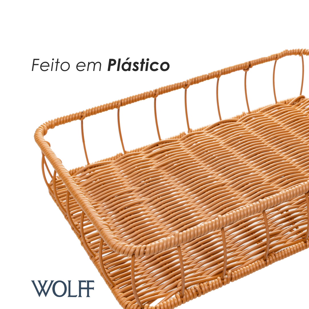 Bandeja Retangular Olaria 30cm x 20cm x 7cm Natural Plástico - Wolff