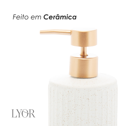 Porta Sabonete Líquido de Cerâmica Granilite Clean Branco 430ml - Lyor