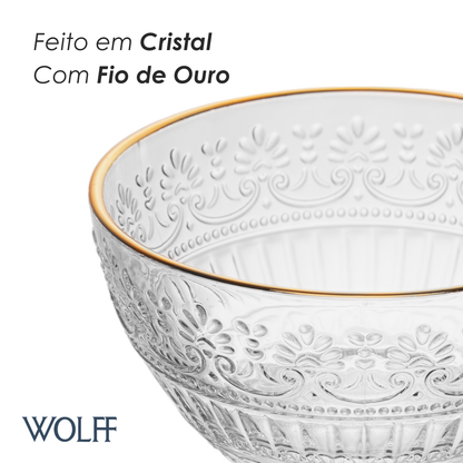 Conjunto 4 Bowls Mauve com Fio de Ouro 12,5cm x 6,5cm Cristal - Wolff