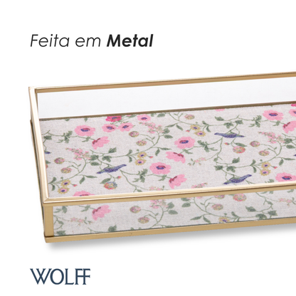 Bandeja Decorativa Blossom Garden 25cm x 15cm x 3cm Dourada Metal - Wolff