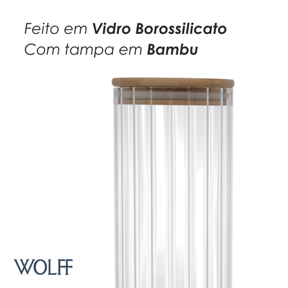 Porta Mantimento de Vidro Borossilicato com Tampa de Bambu 1,1L - Wolff