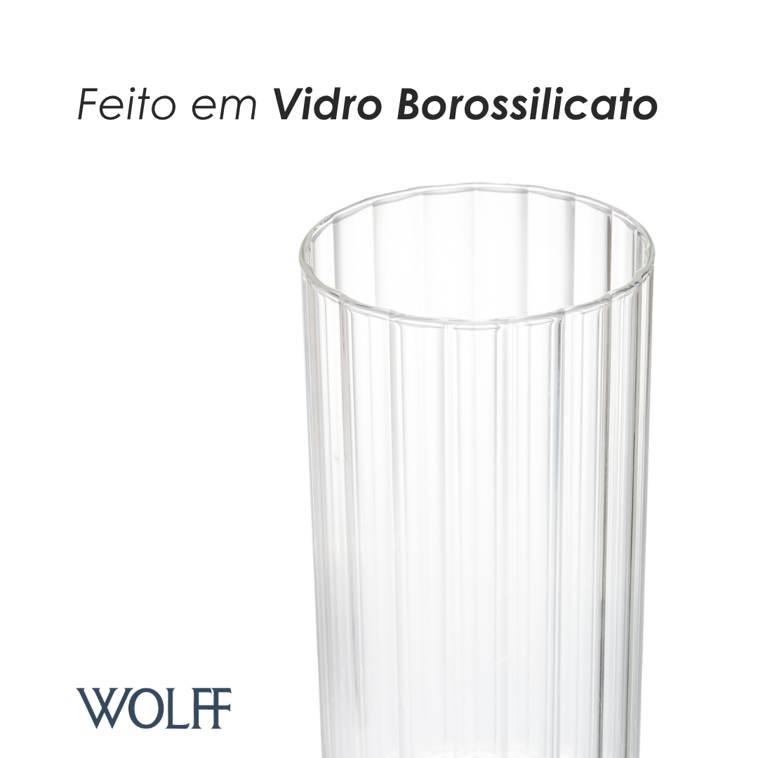 Vaso Canelado Vianne 20cm x 10cm Vidro Borossilicato - Wolff
