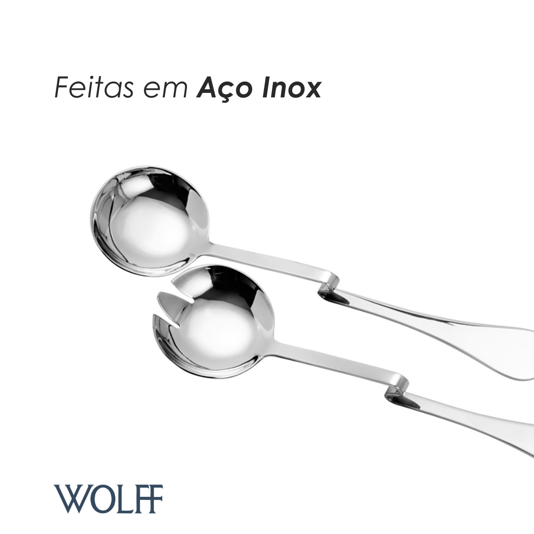 Conjunto 2 Colheres para Salada de Aço Inox Curva Grande - Wolff