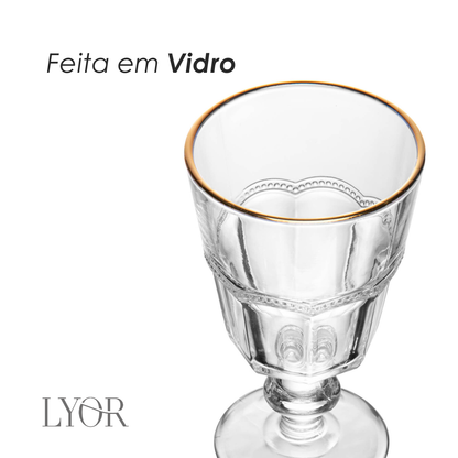 Taça de Água Belle Epoque com Fio de Ouro  225ml Vidro - Lyor