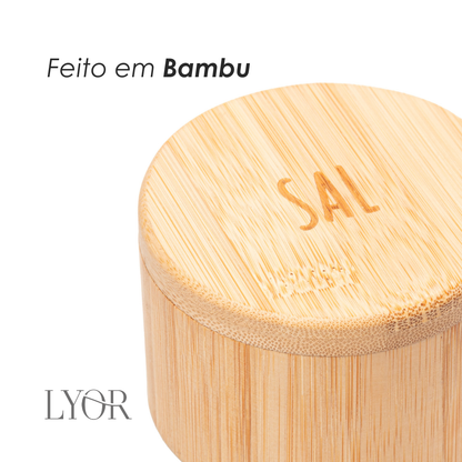 Saleiro Redondo de Bambu com Tampa 9cm x 6cm - Lyor