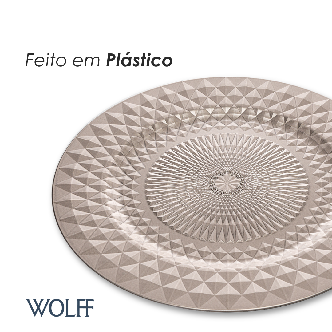 Sousplat Roman 33cm Champanhe Plástico - Wolff