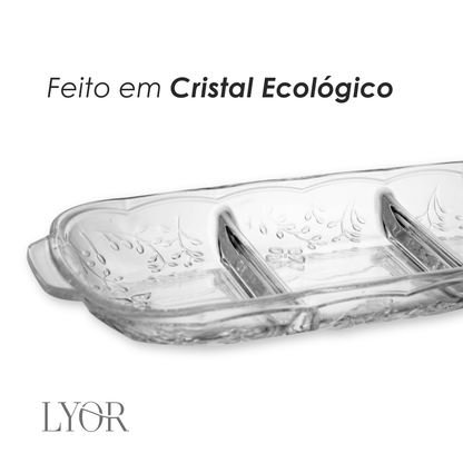 Petisqueira com Divisórias New Butterfly 30cm x 13cm x 3cm Cristal Ecológico - Lyor