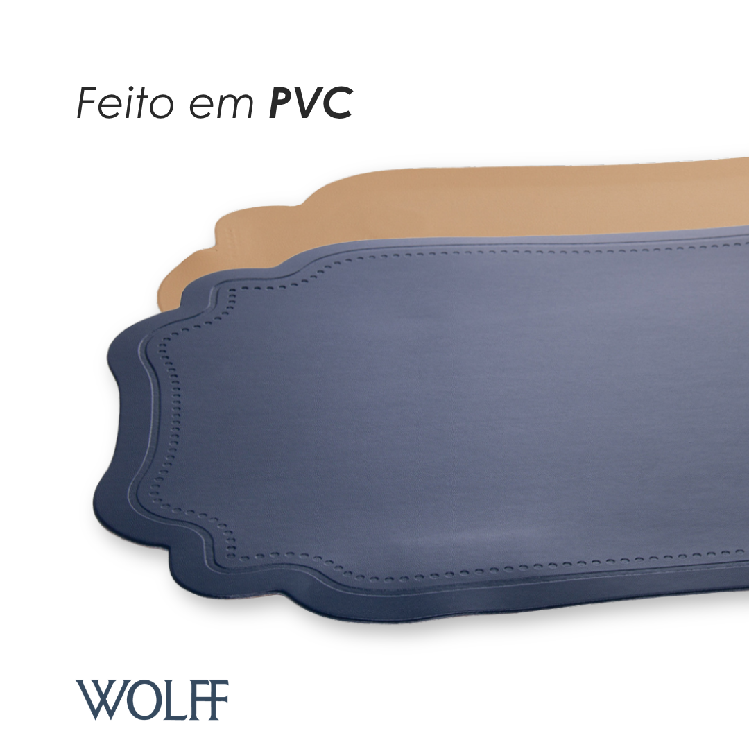 Lugar Americano Dupla Face Altessa 45cm x 30cm Bege e Azul Escuro PVC - Wolff