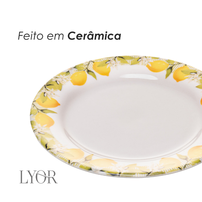 Prato para Sobremesa Siciliano 20cm Branco Cerâmica - Lyor