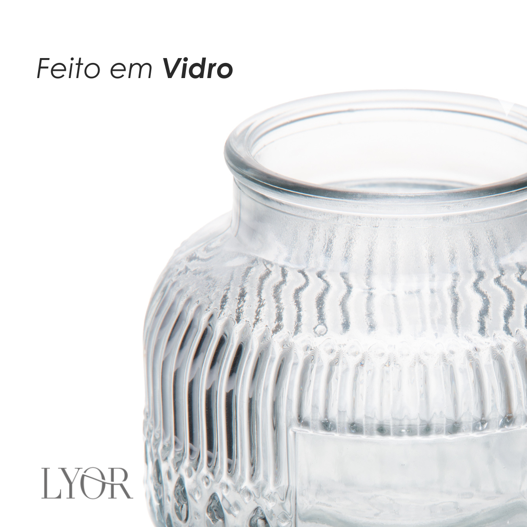 Pote com Tampa de Bambu Lumi 330ml Vidro - Lyor