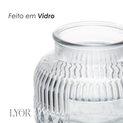 Pote com Tampa de Bambu Lumi 330ml Vidro - Lyor