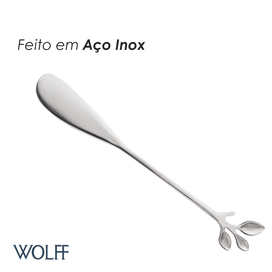 Conjunto 4 Espátulas de Aço Inox Leaves Prata - Wolff
