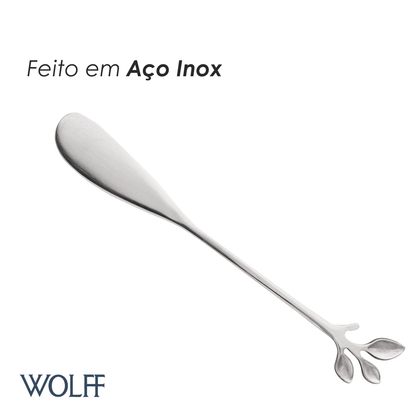 Conjunto 4 Espátulas de Aço Inox Leaves Prata - Wolff