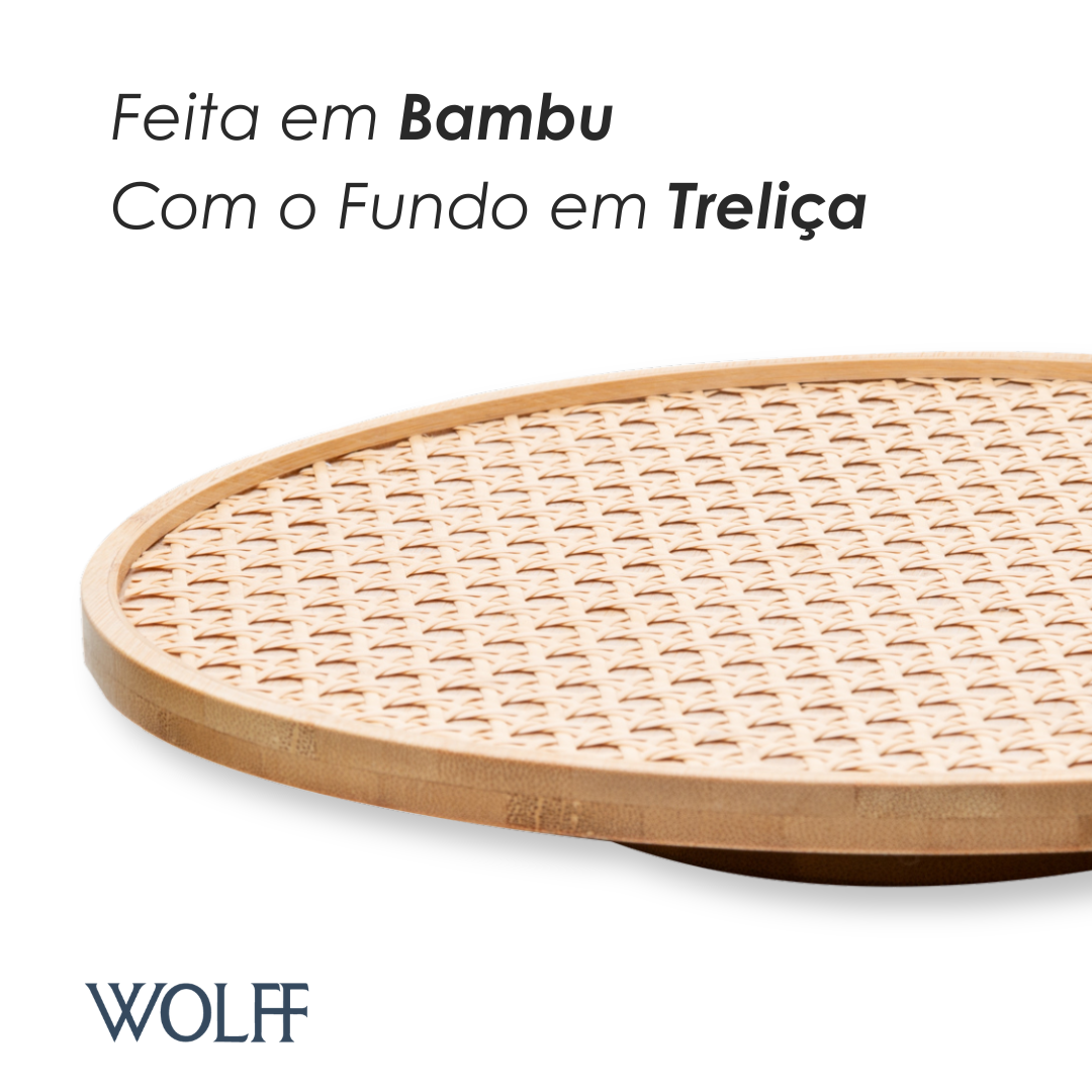 Bandeja Giratória de Bambu com Fundo em Treliça 30cm x 30cm x 2.5cm - Wolff