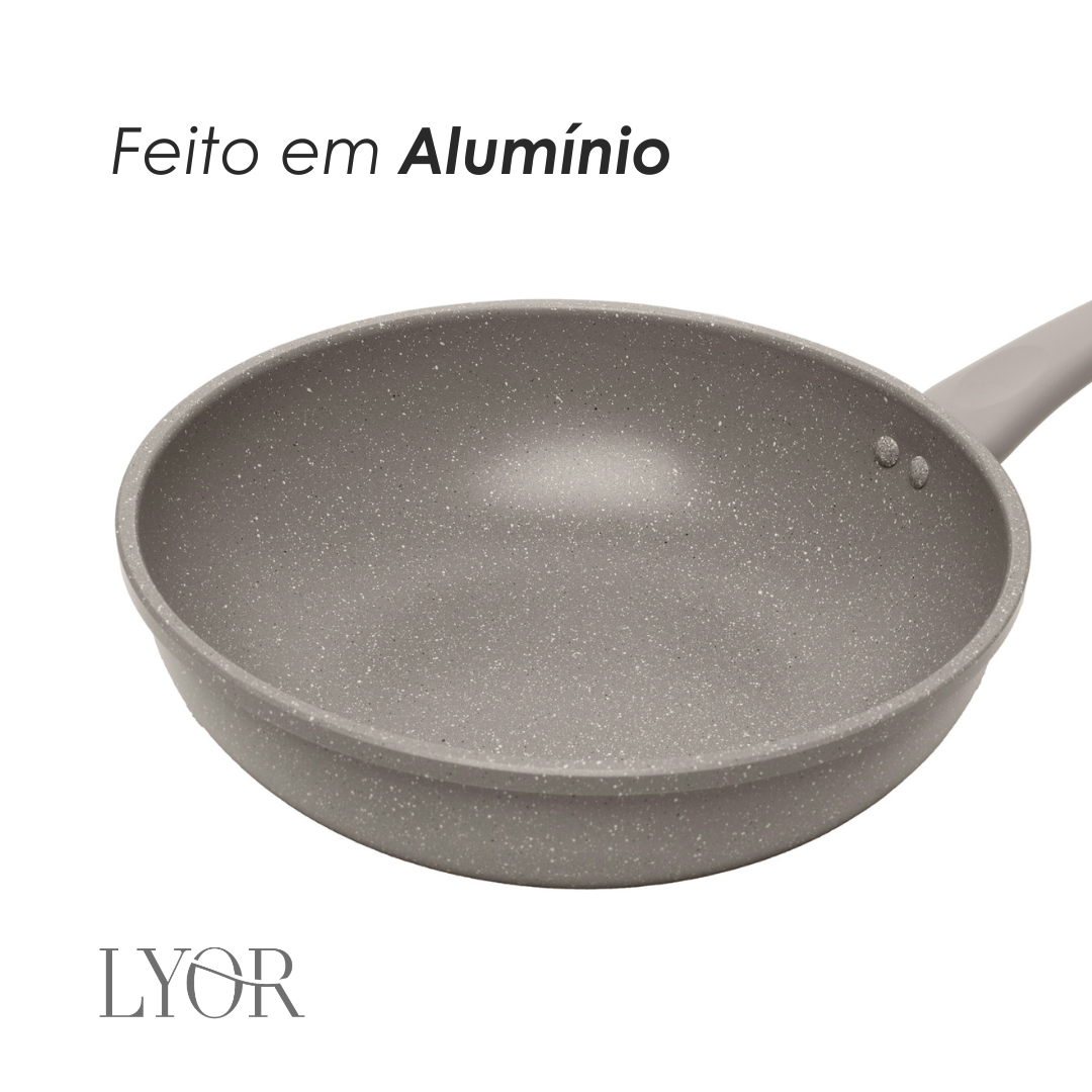 Frigideira Wok de Indução Granito Chef 28cm Taupe Alumínio com Revestimento Cerâmico - Lyor