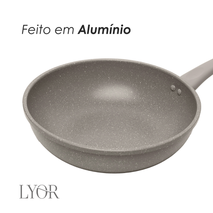 Frigideira Wok de Indução Granito Chef 28cm Taupe Alumínio com Revestimento Cerâmico - Lyor