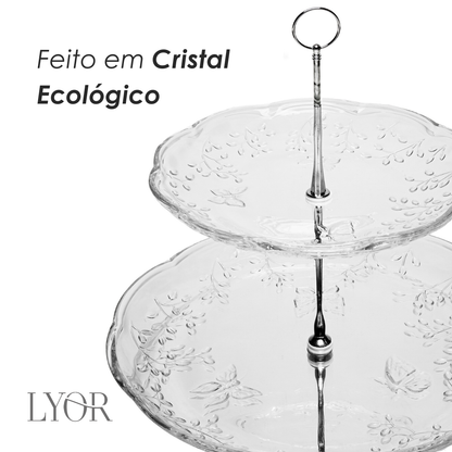 Prato para Doce 2 Andares New Butterfly 20cm/26cm Cristal Ecológico - Lyor